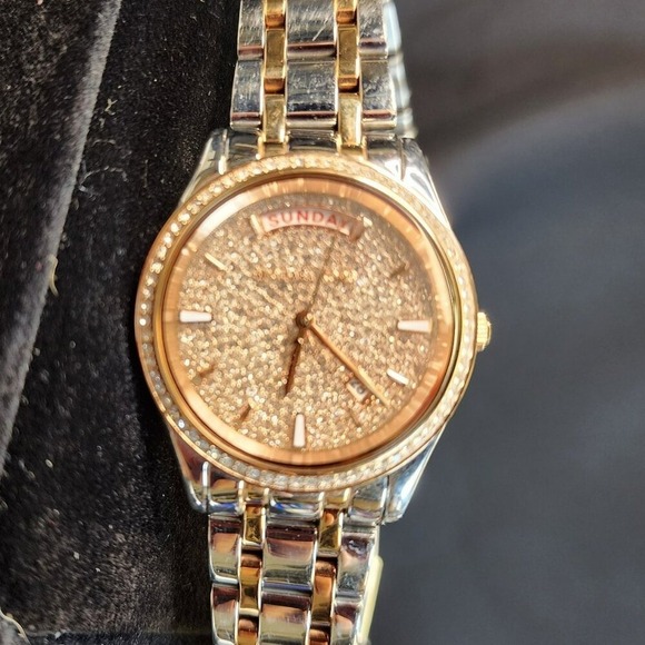 Michael Kors MK6482 Kiley Pave 2-Tone Crystal Watch Silver Rose Gold main image 8